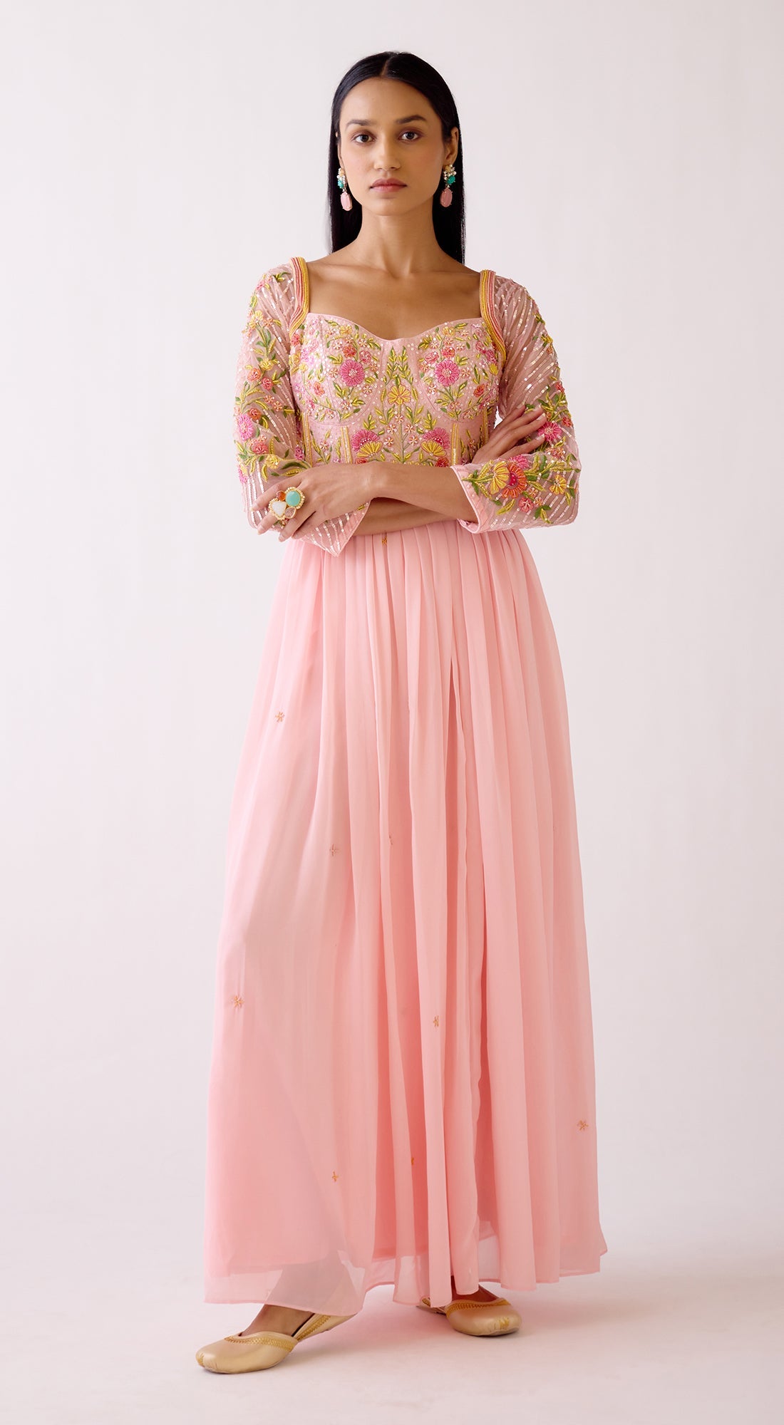 Baby-Pink Embroidered Anarkali