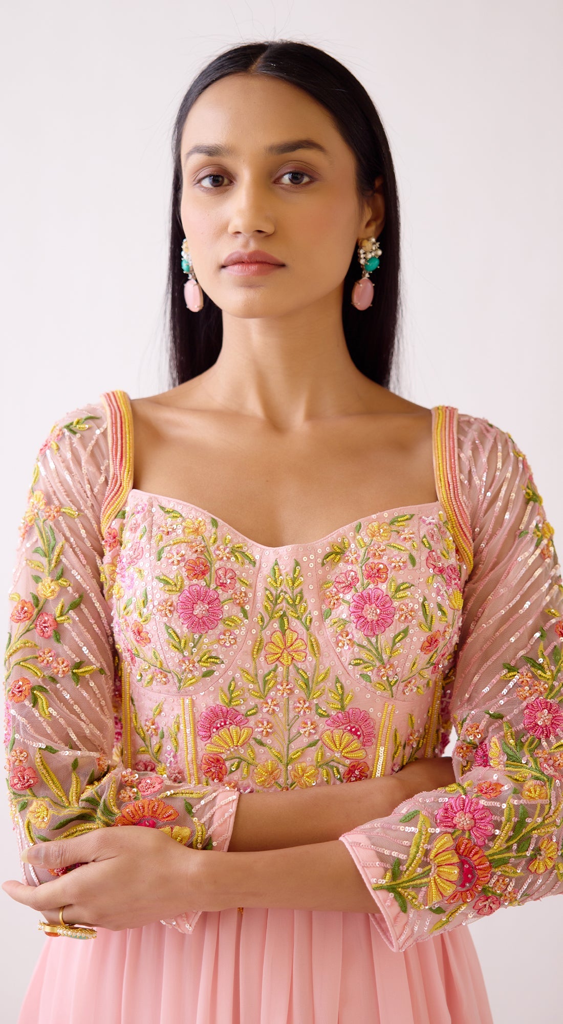 Baby-Pink Embroidered Anarkali