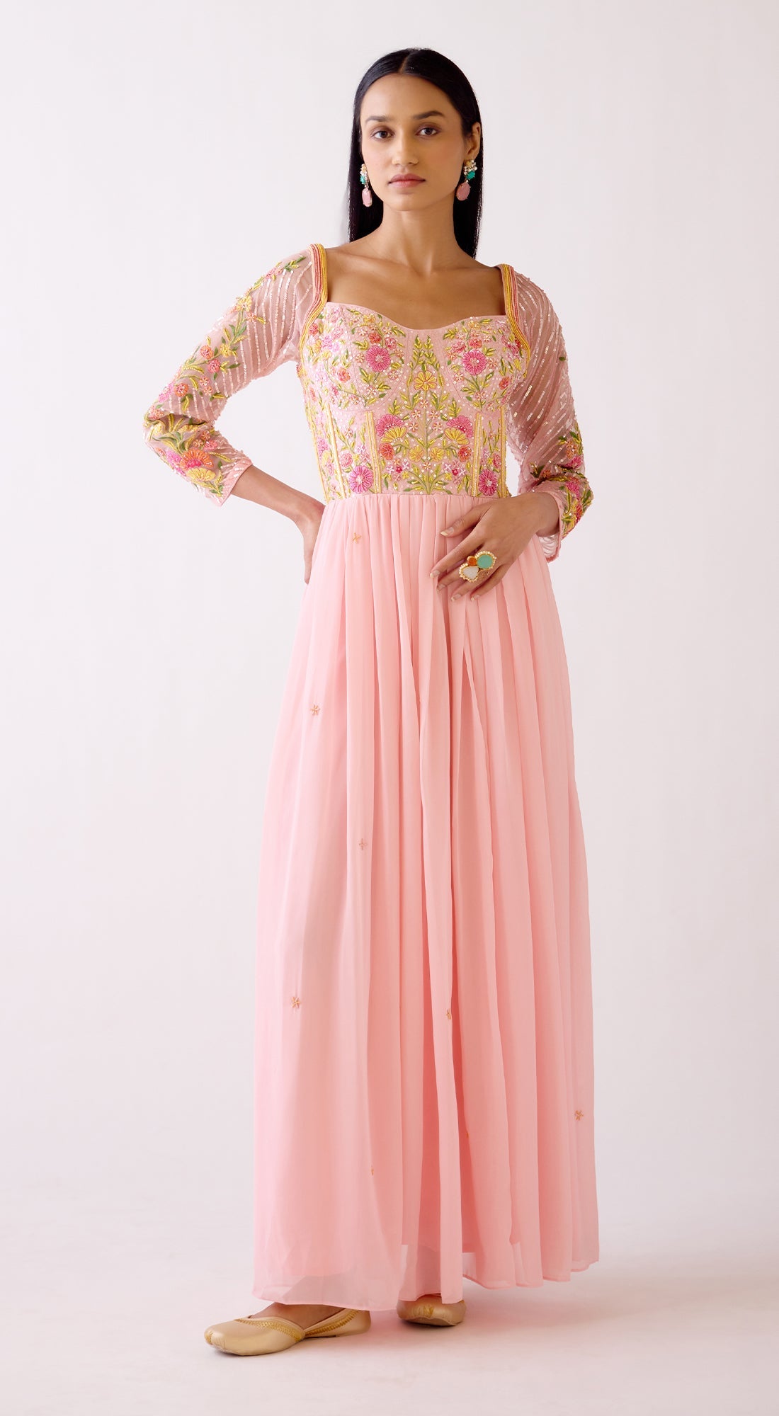 Baby-Pink Embroidered Anarkali