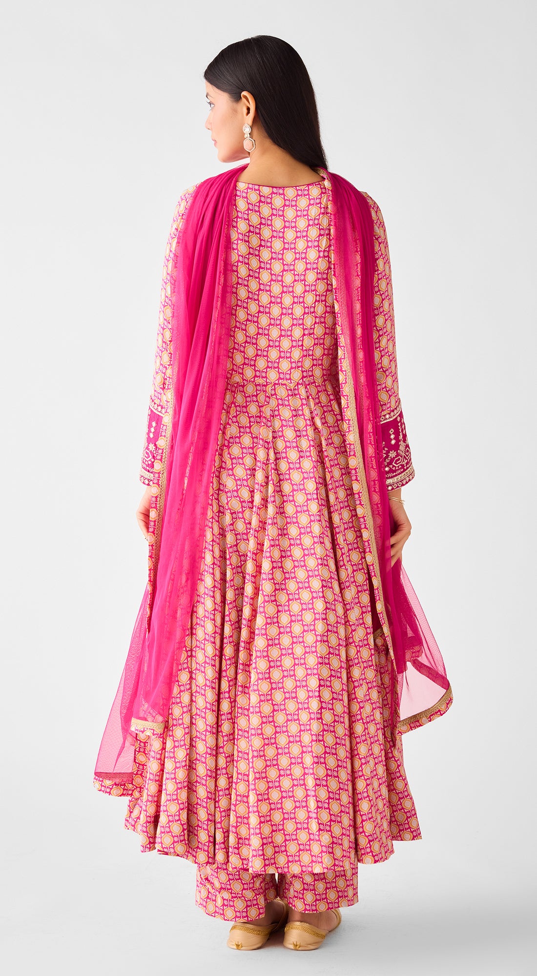 Rani Pink Chinon Anarkali Set