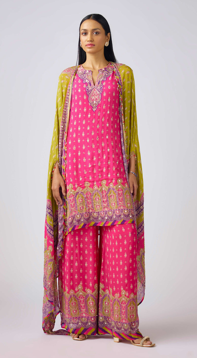 Lime Chinon Embroidered Suit Set