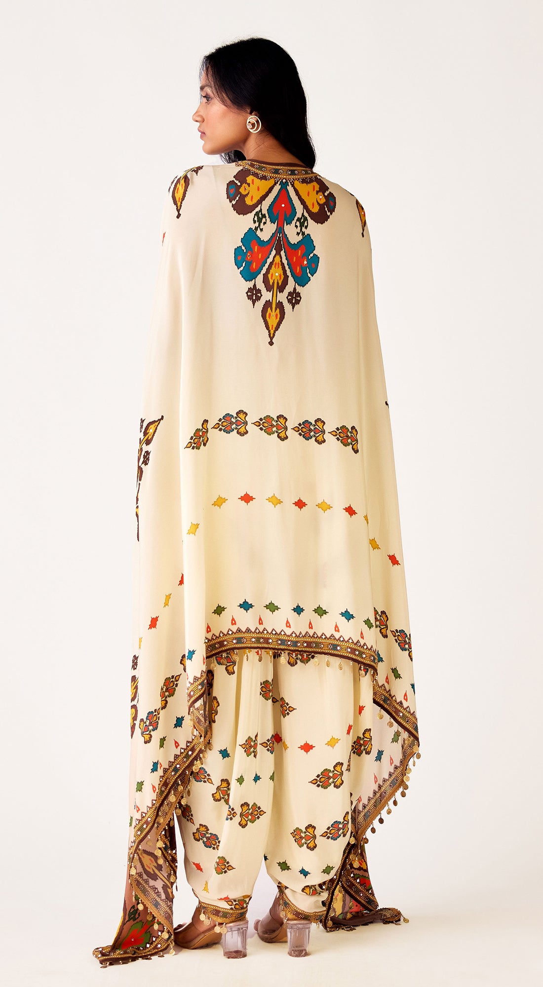 Ivory Crepe Embroidered Cape Set