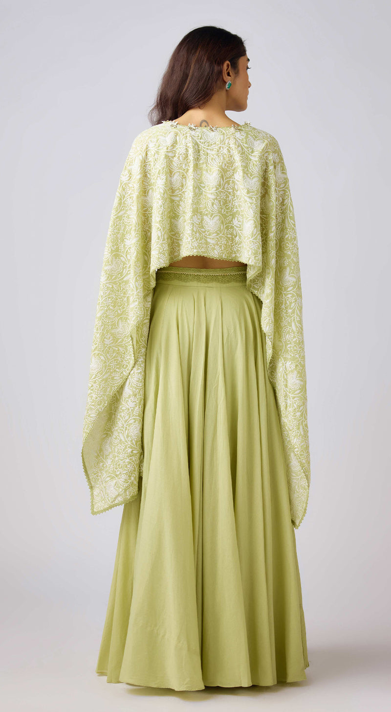 Pista Cotton Embroidered Cape Set