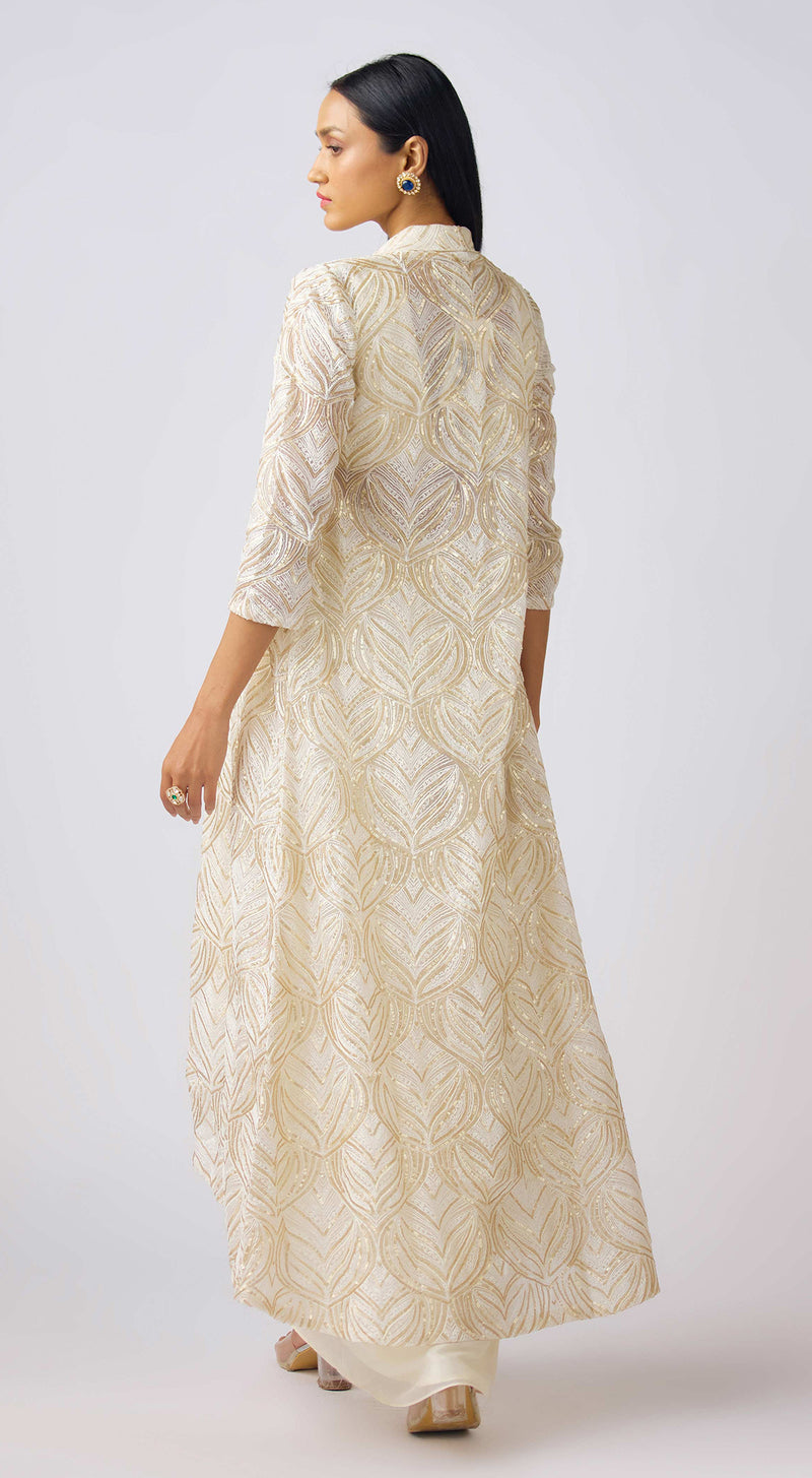 Ivory Chinon Embroidered Cape Set