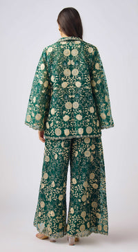 Green Chantilly Net Embroidered Co-Ord Set