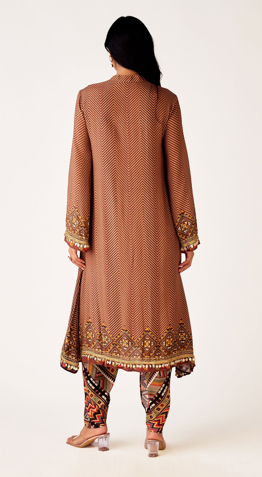 Brown Muslin Embroidered Suit Set