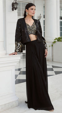 Black Sharara Set With Jacket