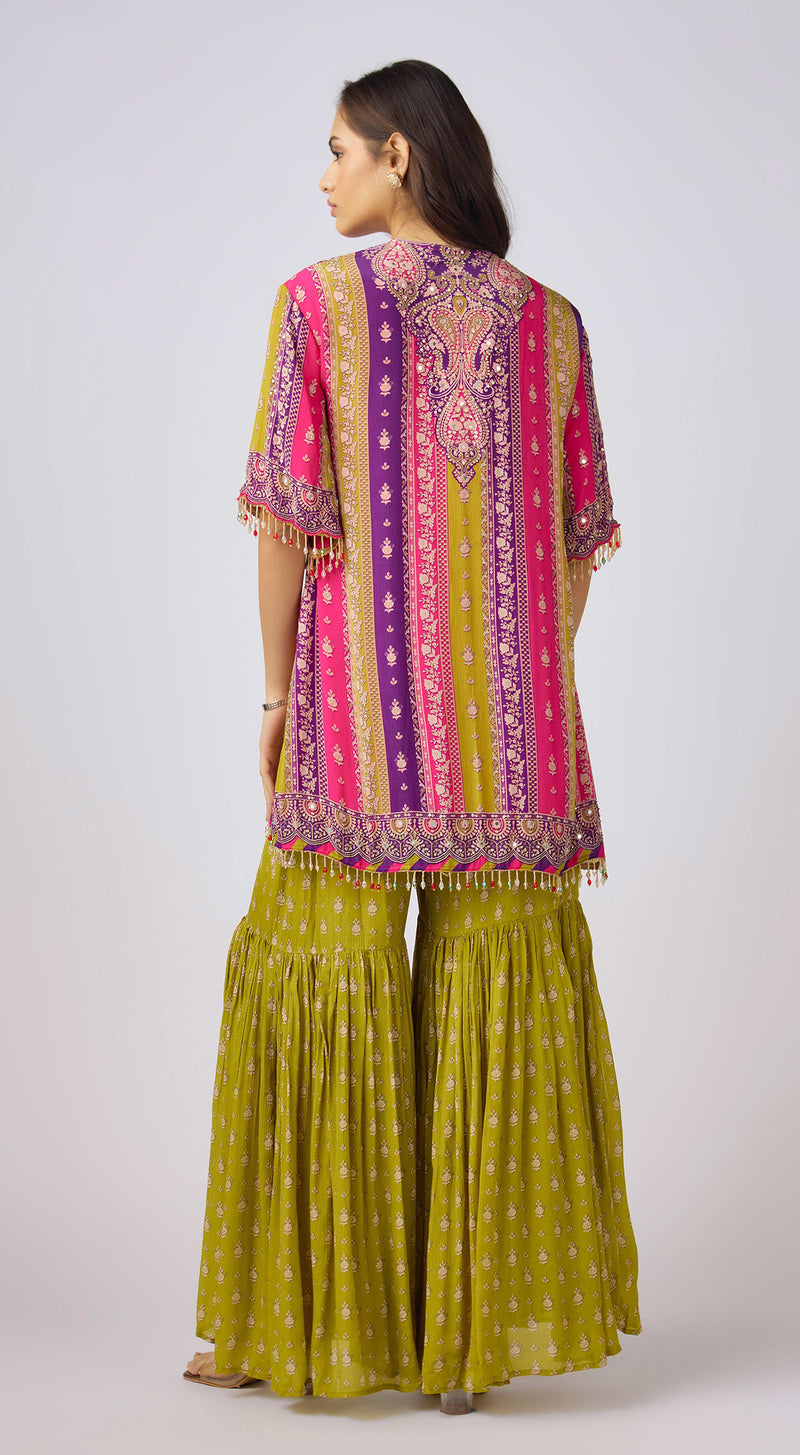 Lime Chinon Embroidered Sharara Set