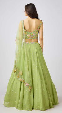 Pista Georgette Embroidered Lehenga Set