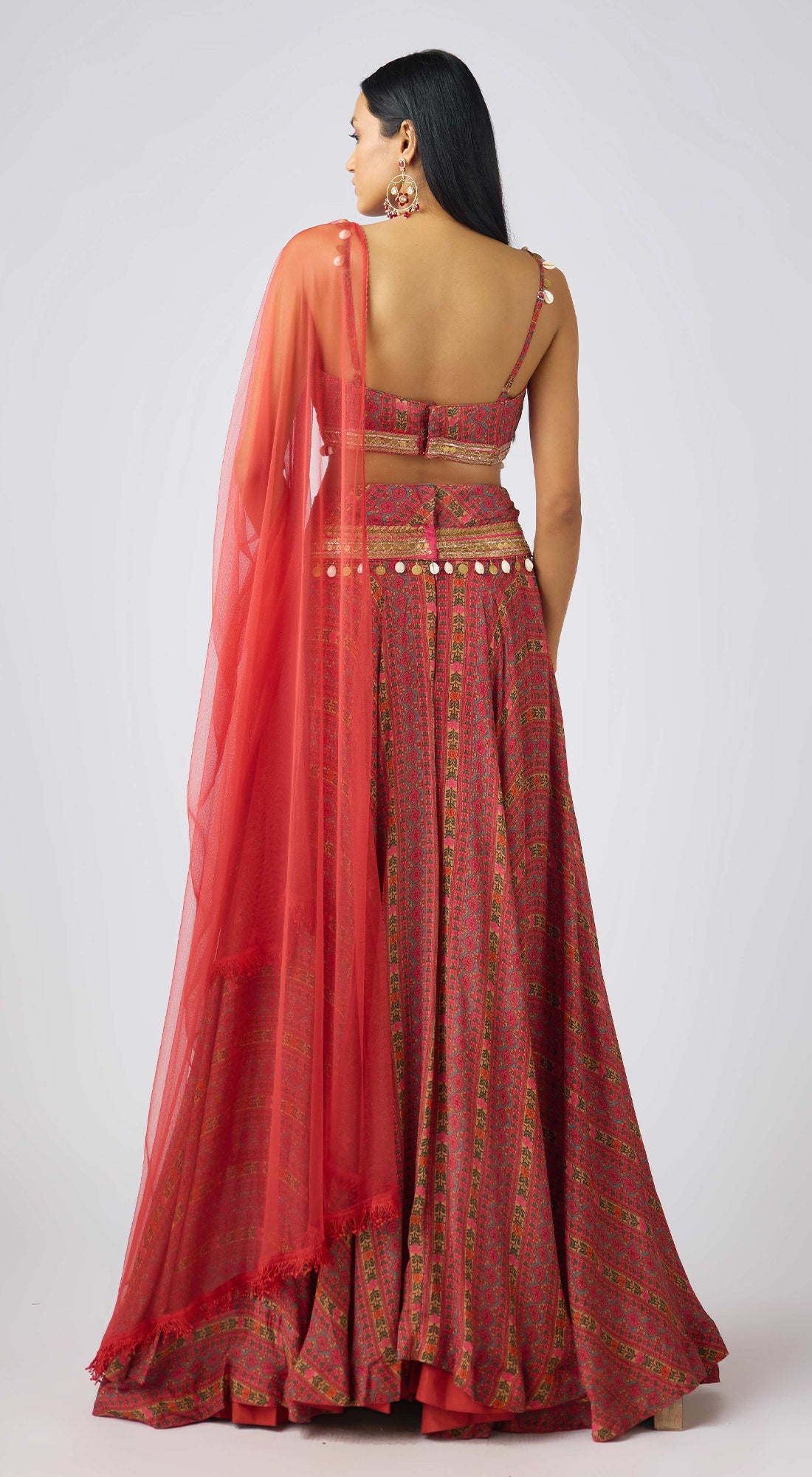 Maroon Chinon Embellished Lehenga Set