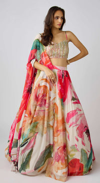 Multi Embroidered Lehenga Set