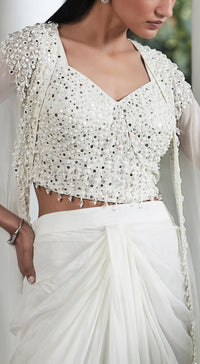 Ivory Embroidered Cape Set