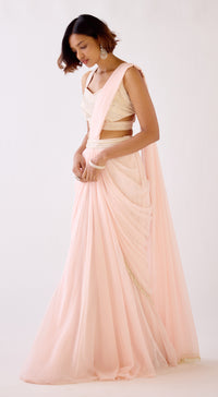 Peach Embroidered Saree