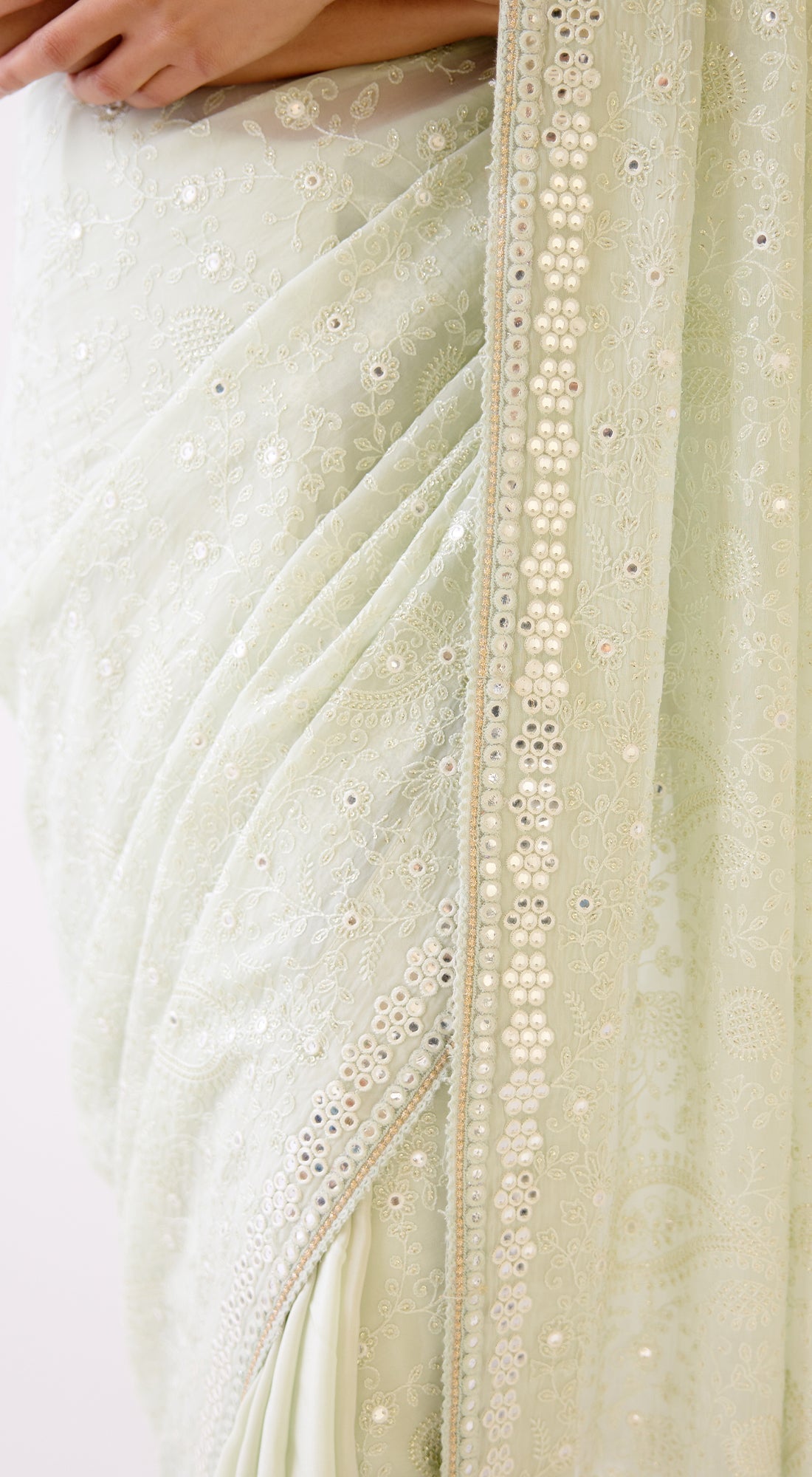 Pista Embroidered Saree