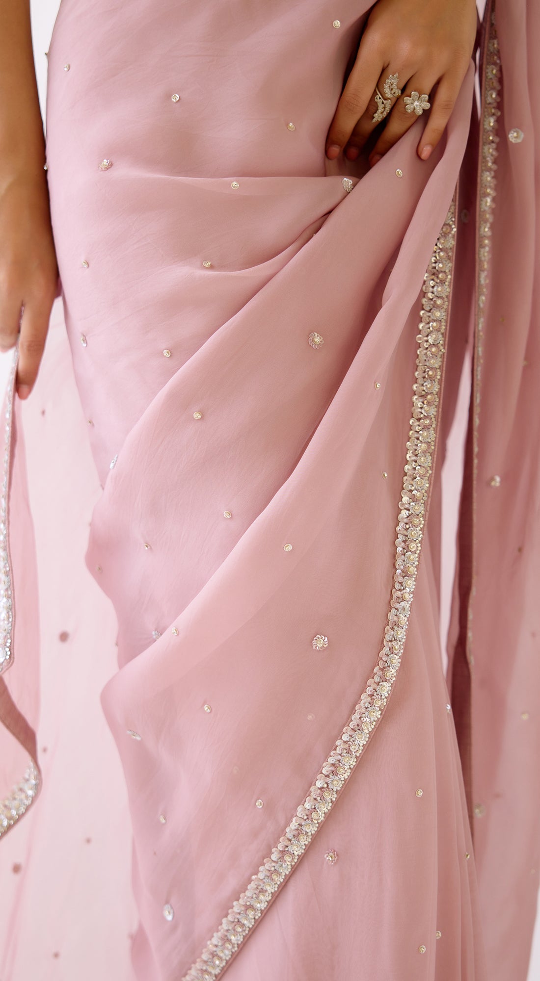 Onion- Pink Embroidered Saree