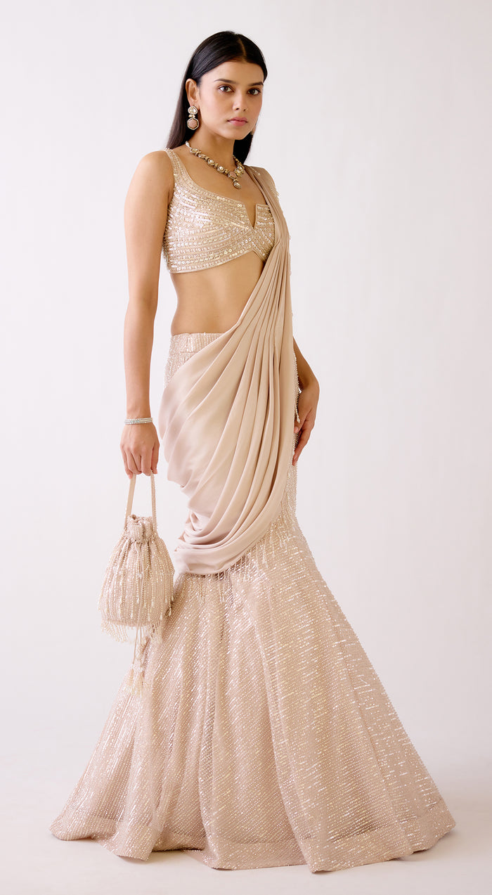 The Crystal Sparkle Draped Lehenga