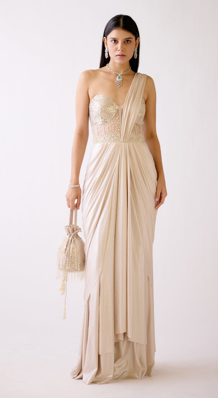 The Crystal Sparkle Corset Saree