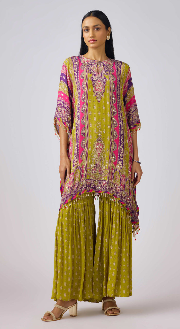 Lime Chinon Embroidered Sharara Set