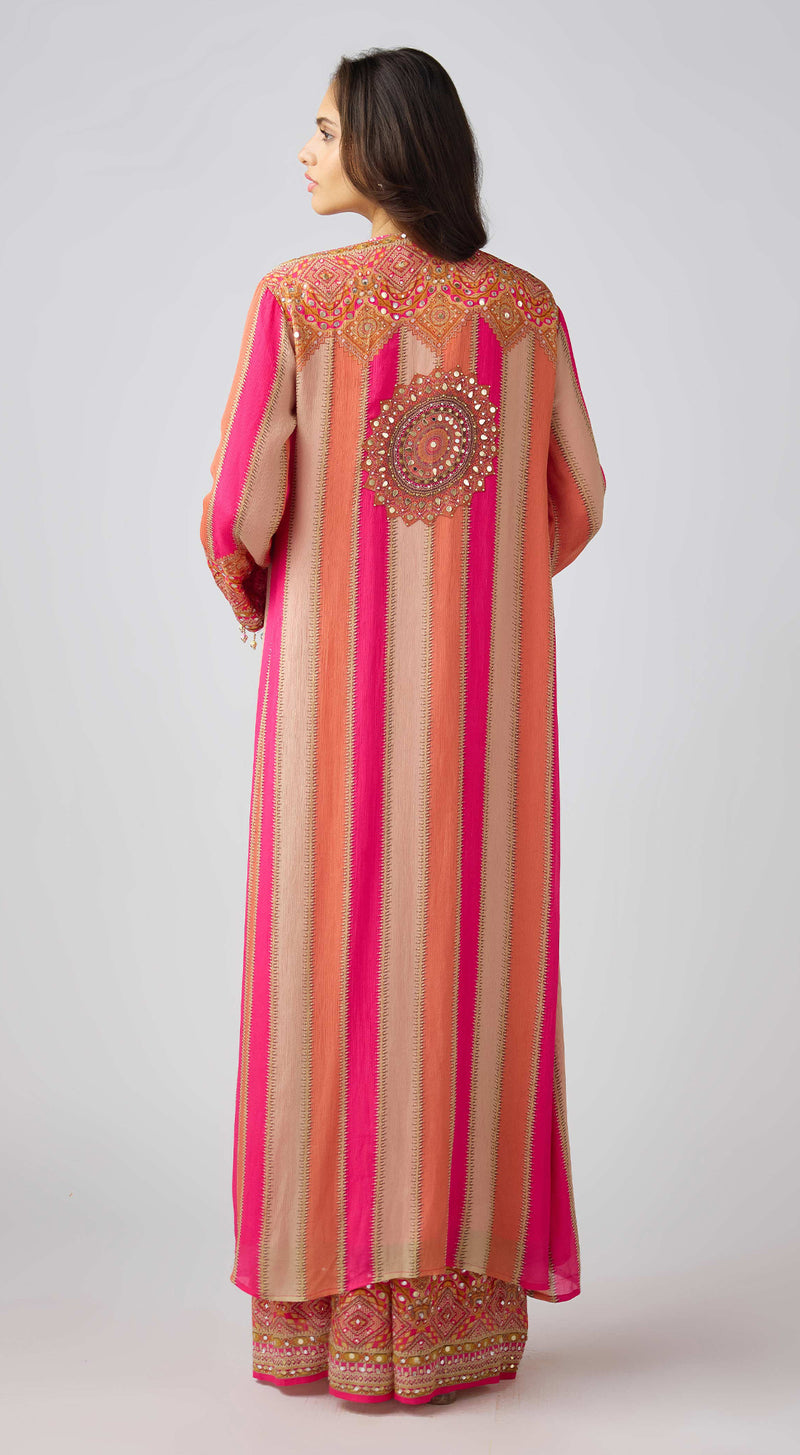 Pink Chinon Embroidered Suit Set