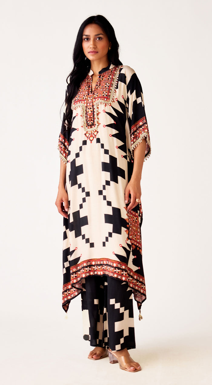 Black Muslin Kaftan Set