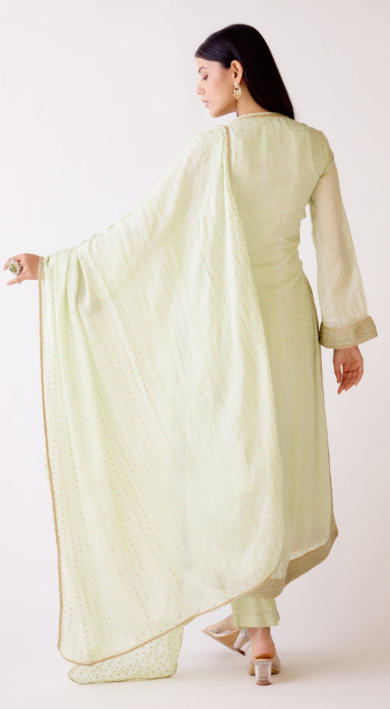 Pista Embroidered Kurta Set