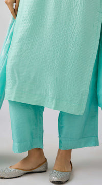 Aqua Muslin Embroidered Suit Set