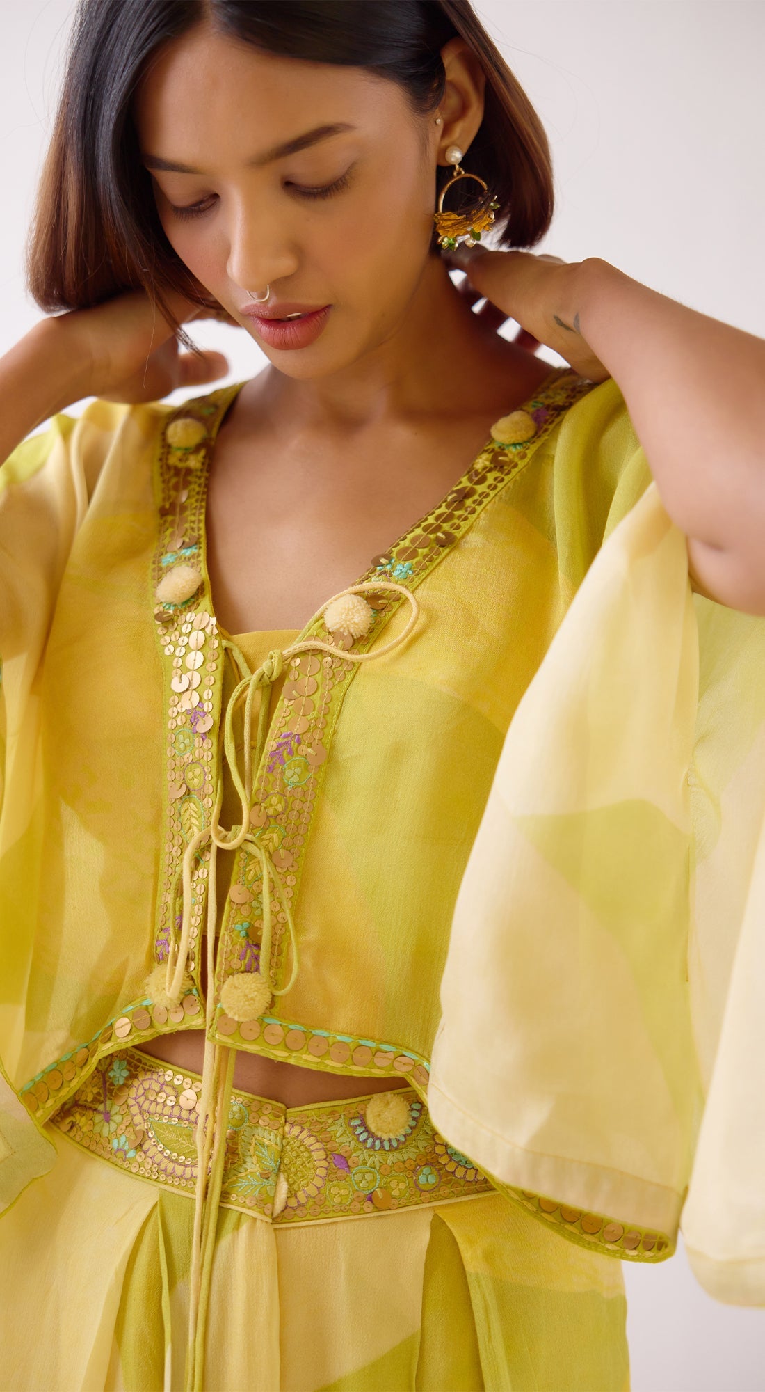 Yellow Embroidered Sharara Set