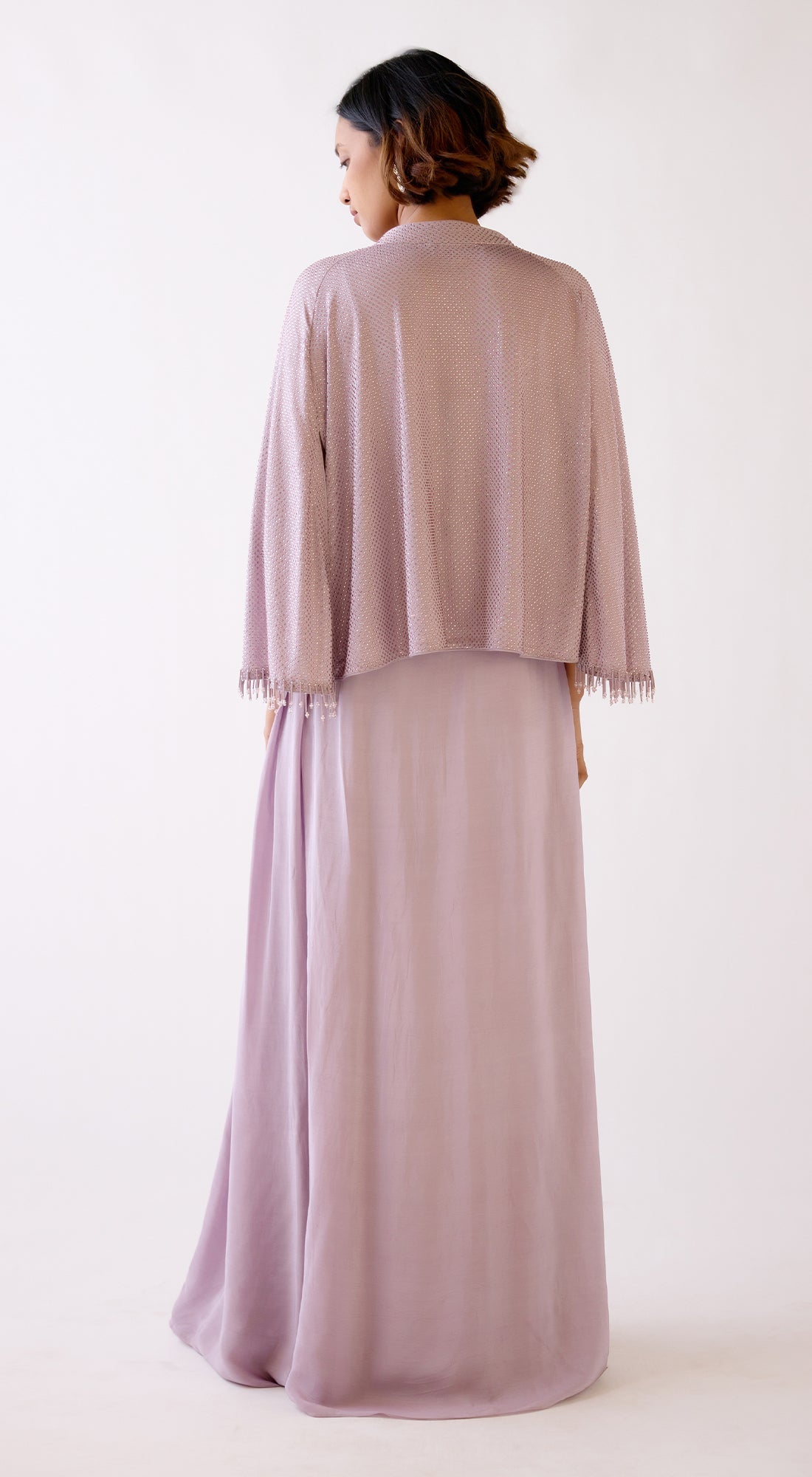 Lilac Embroidered Jumpsuit with Cape