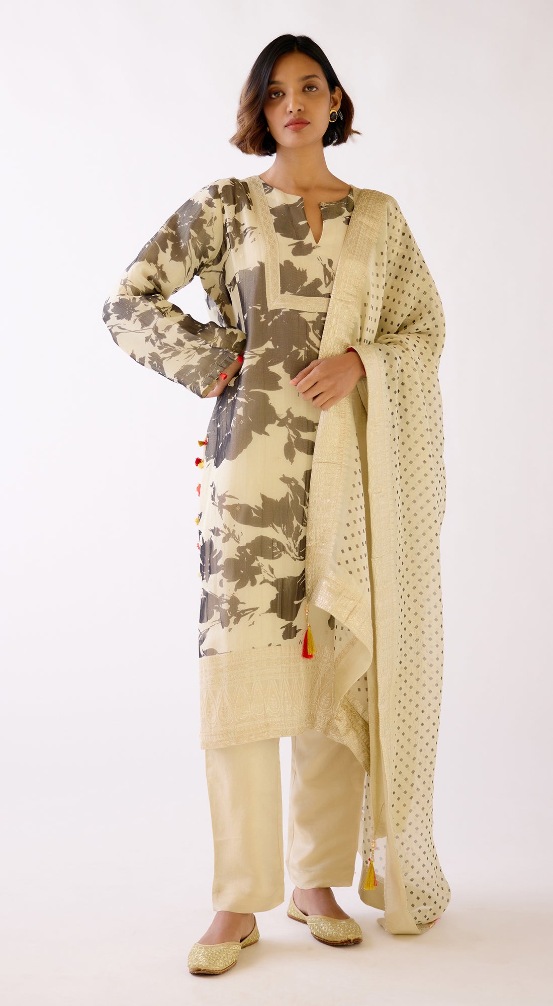 Ivory Floral Kurta Set