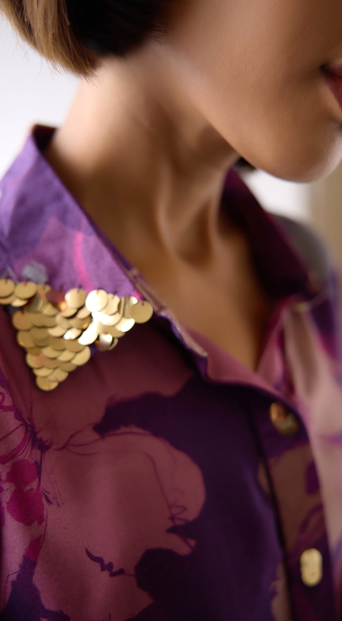 Purple Muslin Floral Shirt