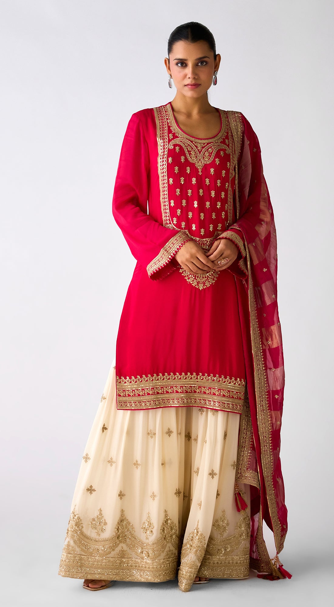 Pink Zari Work Sharara Set