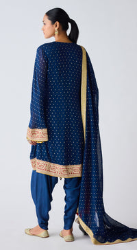 Blue Zari Work Kurta Set with Dhoti Pants