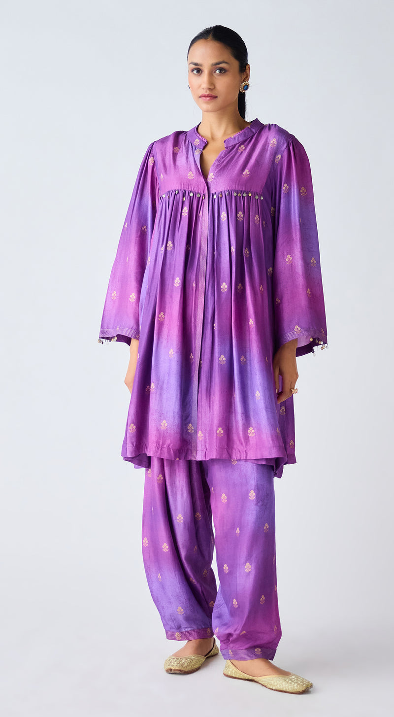 Purple Banarasi Silk Co-ord Set