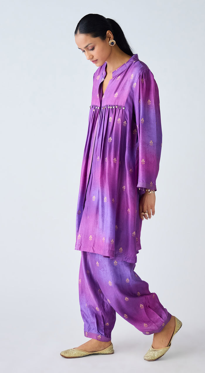 Purple Banarasi Silk Co-ord Set