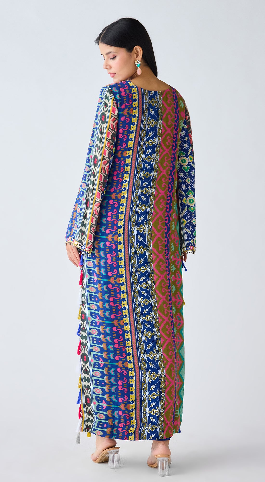 Blue Printed Crepe Kurta Set