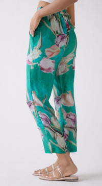 Green Muslin Floral Printed Co-ord Set