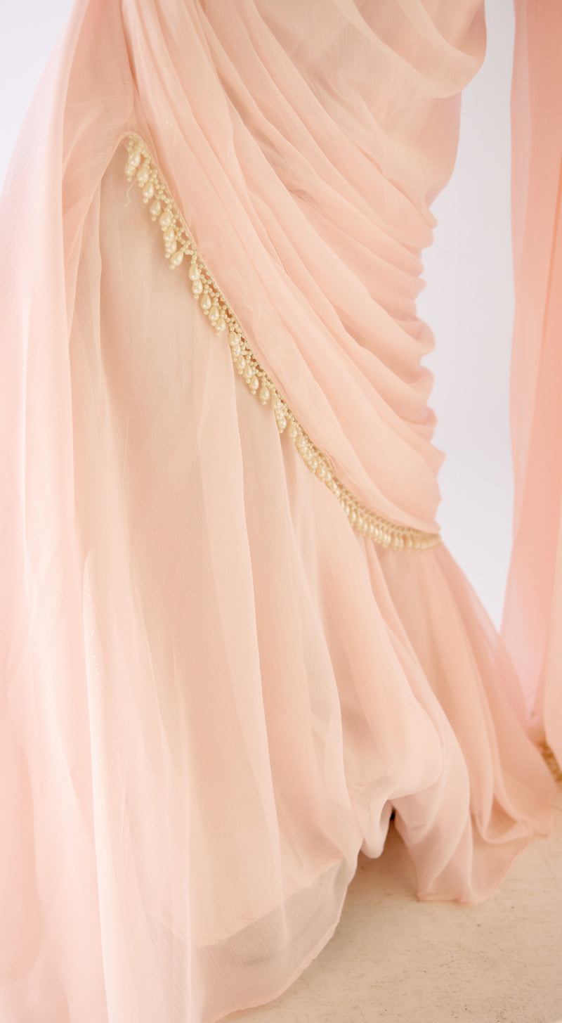 Peach Embroidered Saree