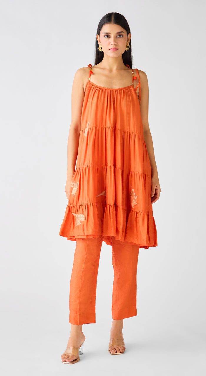 Orange Cotton Silk Co-ord Set