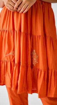 Orange Cotton Silk Co-ord Set