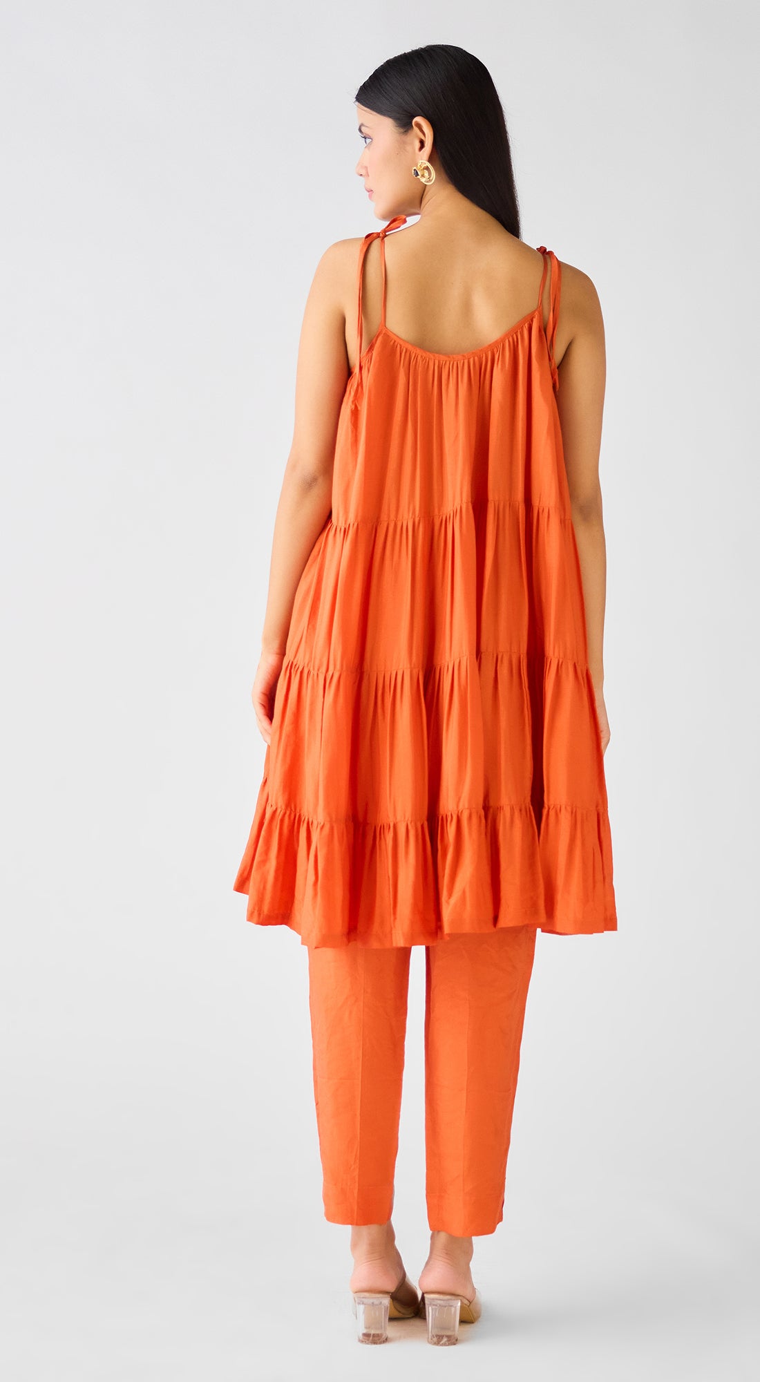 Orange Cotton Silk Co-ord Set