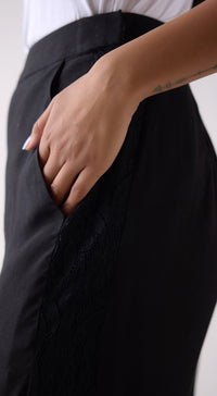 Black Wide-Leg Flared Trousers