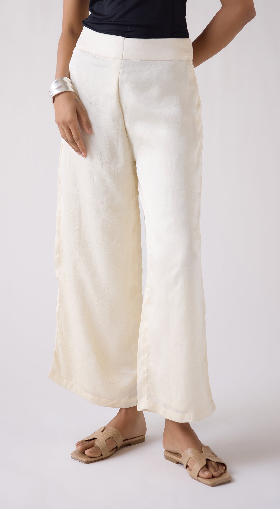 Ivory Wide-Leg Trousers