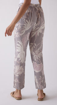 Grey Straight-Fit Printed Trousers