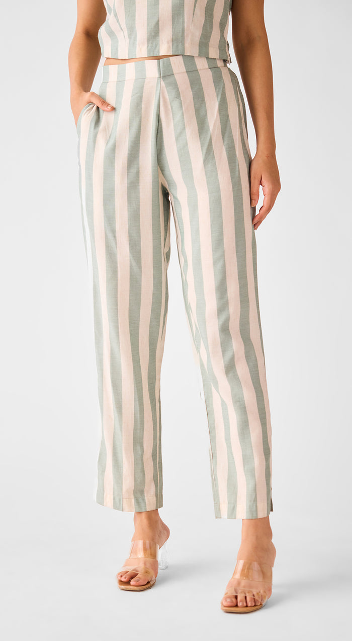 Ivory Abstract Lines Trousers