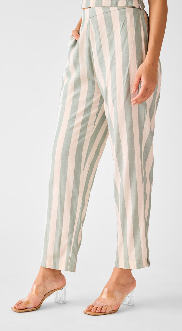 Ivory Abstract Lines Trousers