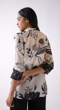 Ivory Muslin Floral Printed Shirt