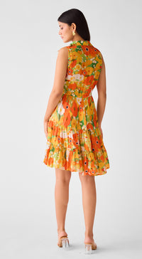 Orange Muslin Floral Dress