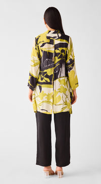 Lime Muslin Floral Long Shirt