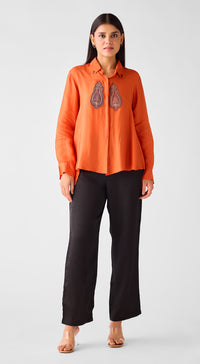 Orange Cotton Silk Shirt