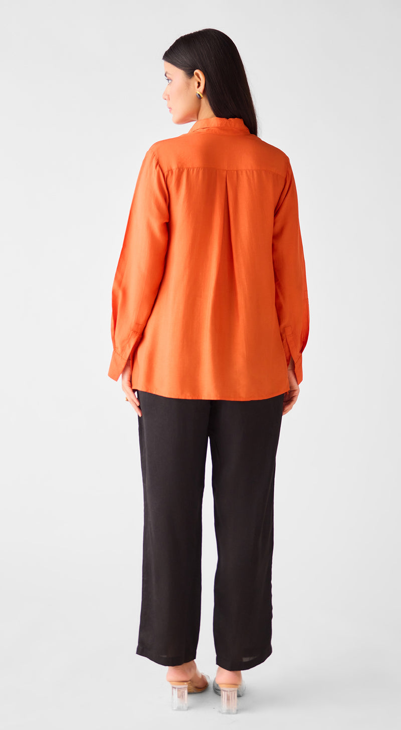 Orange Cotton Silk Shirt